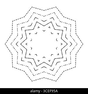 Symbole étoile en pointillés. Forme à huit pointes. Illustration d'ornement concentrique. Conception Vector Splash. Illustration de Vecteur