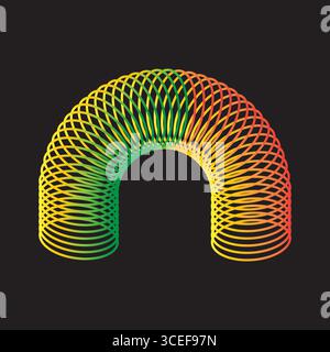 Jouet plongeant arc-en-ciel. Spirale colorée à gradient. Illustration d'arc vectoriel. Symbole de ressort abstrait. Illustration de Vecteur