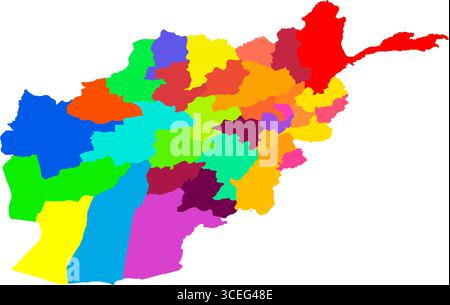 Carte colorée de l'Afghanistan - conception vectorielle moderne pour les impressions numériques, la décoration d'intérieur et le matériel d'apprentissage de la géographie Illustration de Vecteur