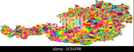 Autriche carte couleur détaillée – régions politiques et administratives à haute résolution pour la cartographie et l'infographie Illustration de Vecteur