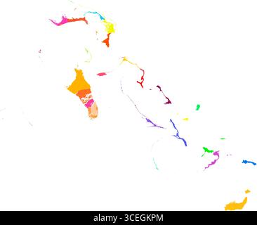 Carte de pays colorée des Bahamas – conception vectorielle moderne pour les impressions numériques, la décoration d'intérieur et le matériel d'apprentissage de la géographie Illustration de Vecteur
