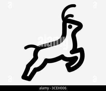 Deer Jumping Line icône animal saut saut saut contour graphique Antler renne saut galop à travers Dash Run course Noël vacances faune sauvage Illustration de Vecteur