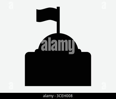 Government Dome Building avec drapeau icône Capitol City structure Museum Library architecture Landmark Federal Congress State Courthouse Sign Symbol Illustration de Vecteur
