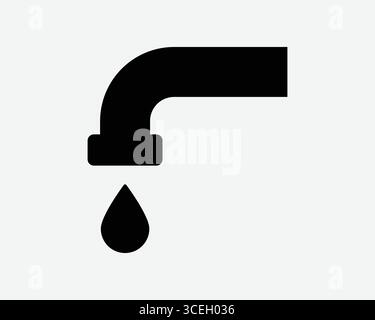 Icône de robinet qui fuit illustration graphique du robinet avec signe de fuite d'eau goutte à goutte plombier plomberie cuisine évier salle de bain robinet toilettes goutte d'eau éclaboussure de liquide Illustration de Vecteur