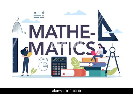 Classe de maths avec des éléments mathématiques. Matière d'école de maths. Illustration vectorielle Illustration de Vecteur