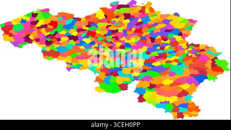 Belgique carte couleur détaillée – régions politiques et administratives à haute résolution pour la cartographie et l'infographie Illustration de Vecteur