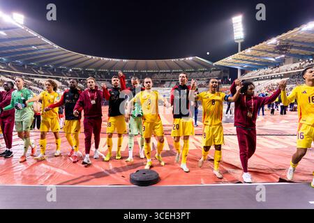 BRUXELLES, BELGIQUE - 9 JUIN : Matz sels de Belgique, Thomas Meunier de Belgique, Wout Faes de Belgique, Zeno Debast de Belgique, Maxim de Cuyper de Belgique, Youri Tielemans de Belgique, Amadou Onana de Belgique, Leandro Trossard de Belgique, Kevin de Bruyne de Belgique, Jeremy Doku de Belgique, Romelu Lukaku de Belgique, Charles de Ketelaere de Belgique, Koni de Winter de Belgique, Senne Lammhele, Mohele de Belgique, Diego de Belgique, Belgique lois Openda de Belgique, Nicolas Raskin de Belgique, Alexis Saelemaekers de Belgique, Arthur Theate de Belgique, Hans Vanaken Banque D'Images