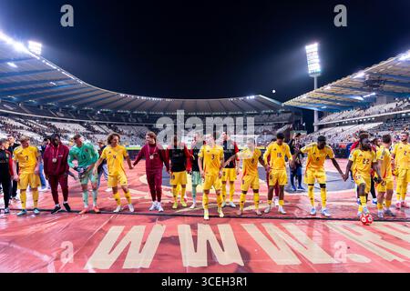 BRUXELLES, BELGIQUE - 9 JUIN : Matz sels de Belgique, Thomas Meunier de Belgique, Wout Faes de Belgique, Zeno Debast de Belgique, Maxim de Cuyper de Belgique, Youri Tielemans de Belgique, Amadou Onana de Belgique, Leandro Trossard de Belgique, Kevin de Bruyne de Belgique, Jeremy Doku de Belgique, Romelu Lukaku de Belgique, Charles de Ketelaere de Belgique, Koni de Winter de Belgique, Senne Lammhele, Mohele de Belgique, Diego de Belgique, Belgique lois Openda de Belgique, Nicolas Raskin de Belgique, Alexis Saelemaekers de Belgique, Arthur Theate de Belgique, Hans Vanaken Banque D'Images