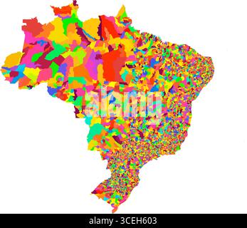 Carte couleur détaillée du Brésil – régions politiques et administratives à haute résolution pour la cartographie et l'infographie Illustration de Vecteur