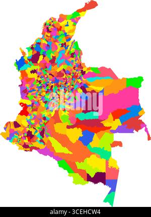 Colombie carte couleur détaillée – carte politique et régionale à haute résolution pour la cartographie et l'infographie Illustration de Vecteur