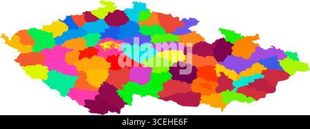 République tchèque carte couleur détaillée – carte politique et régionale haute résolution pour la cartographie et l'infographie Illustration de Vecteur
