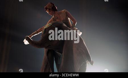 Dumbo est un film d'aventure américain de 2019 réalisé par Tim Burton à partir d'un scénario de Ehren Kruger. Il s'agit d'une adaptation du film d'animation Dumbo de Walt Disney de 1941, basé sur le roman d'Helen Aberson et Harold Pearl. Colin Farrell, Michael Keaton, Danny DeVito, Eva Green et Alan Arkin sont les vedettes d'une famille qui travaille dans un cirque itinérant défaillant et rencontrent un bébé éléphant aux oreilles extrêmement grandes capable de voler. Banque D'Images