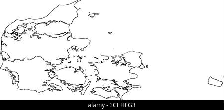 Denmark Map White Edition – Plan imprimable propre pour les affiches, les ressources géographiques et les illustrations de cartographie moderne Illustration de Vecteur