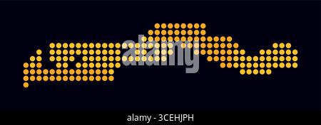 Carte en pointillés de Gambie. Carte de style numérique du pays sur fond sombre. Gambie forme avec des points circulaires. Style de points colorés. Cercles de grande taille. Illustration de Vecteur