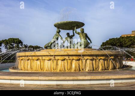Fontaine du Triton, la Valette, site du patrimoine mondial de l'UNESCO, Malte Banque D'Images