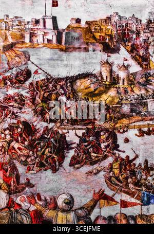 Fort : Michael est renforcé par le pont de Sengla, fort Elmo, forteresse à la pointe nord construite en 1670 par l'ordre de Malte pour fortifier le harbou Banque D'Images
