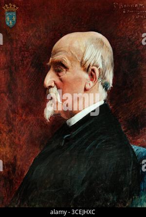 Portrait de Henri d'Orléans 1822-97 Duc d'Aumale 1890 par Bonnat Léon Joseph Florentin 1833-1922 France Musée Français France Français. Henri d'Orléans (1822-1897), duc d'Aumale, était un éminent prince français, chef militaire et homme politique qui a servi comme gouverneur général de l'Algérie française et était un chef de la faction politique orléaniste prônant la monarchie constitutionnelle. Après la Révolution de 1848, il vit en exil en Angleterre. Banque D'Images