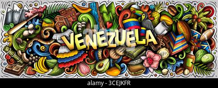 Dessin animé coloré illustration vectorielle de doodle du Venezuela Illustration de Vecteur
