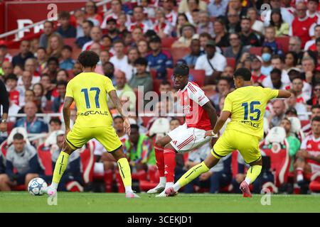 Londres, Royaume-Uni. 06 août 2025. Noni Madueke d'Arsenal lors du match amical de pré-saison Arsenal FC contre Villarreal CF à l'Emirates Stadium, Londres, Angleterre, Royaume-Uni le 6 août 2025 crédit : Katie Chan/Every second Media crédit : Every second Media/Alamy Live News Banque D'Images