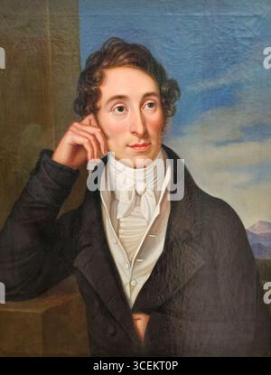 Photographie du portrait de Karl Maria von Weber, compositeur allemand clé de l'époque romantique en 1821. La peinture à l'huile originale a été créée par le Dan Banque D'Images