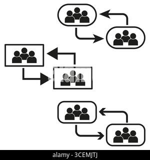 Icône organigramme. Vecteur de structure hiérarchique. Symbole du diagramme de travail d'équipe. Flux de processus métier. Illustration de Vecteur