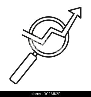 Loupe. Vecteur d'analyse de marché. Illustration de la croissance financière. Icône de recherche de données. Illustration de Vecteur