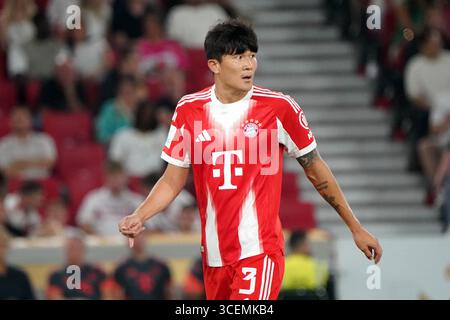Stuttgart, Allemagne. 16 août 2025. Fussball /Franz-Beckenbauer -SuperCup finale, VfB Stuttgart- FC Bayern München /16.08.2025/ MHP-Arena Stuttgart, Minjae Kim, FC Bayern Aktion Einzelbild, Fotocopyright Gladys Chai von der Laage Wendelinstr.86 50933 Koeln tel :0221-4994490/ Mobil :0171-8333905 Email : vonderlaage@aol.com Datenbank . www.vonderlaage.com Veröffentlichung nur gegen Honorar und Belegexemplar crédit : dpa/Alamy Live News Banque D'Images