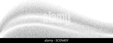 Texture de grain à gradient d'onde. Fond de ligne courbe pointillée noire. Fond d'écran grunge à points de bruit pour bannière, affiche, brochure. Toile de fond de sable ondulé avec des taches, des particules, des granules. Vecteur Illustration de Vecteur