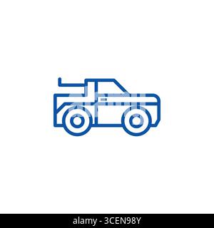 Icône de voiture de ramassage de ligne de vecteur en bleu sur fond blanc Illustration de Vecteur