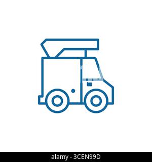 Icône de camion de voiture de ligne de vecteur en bleu sur fond blanc Illustration de Vecteur