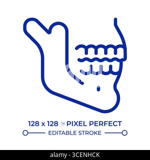 Icône de couleur de ligne parfaite de pixel de radiographie de l'os maxillaire Illustration de Vecteur