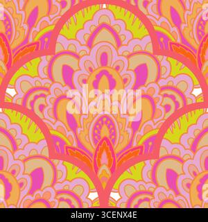 Motif d'ornement Mandala de couleur chaude Illustration de Vecteur