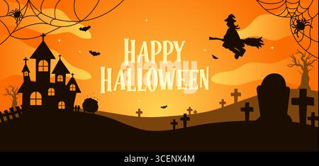 Célébration d'Halloween avec silhouettes étranges et ambiance festive. Illustration vectorielle Illustration de Vecteur