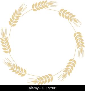 Couronne ronde d'épis mûrs de blé, de seigle, d'orge ou d'avoine. Monture circulaire à pointes. Jante agricole d'oreilles rustiques, graphique vectoriel Illustration de Vecteur