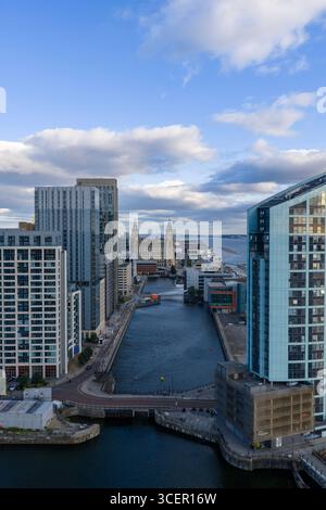 Photographie aérienne du canal Liverpool One Banque D'Images