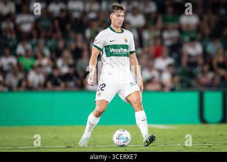 Elche, Espagne. 18 août 2025. David AFFENGRUBER d'Elche CF lors du championnat d'Espagne la Liga match de football entre Elche CF et Real Betis Balompie le 18 août 2025 à l'Estadio Manuel Martinez Valero à Elche, Espagne - photo Matthieu Mirville (Omar Arnau)/DPPI crédit : DPPI Media/Alamy Live News Banque D'Images