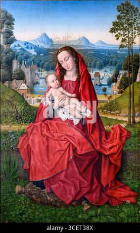 Virgen con Nino en un Paisaje, Vierge et enfant dans un paysage. 1492-1498. Maestro de la Madona Grog, Cathédrale de Burgos, Espagne Banque D'Images