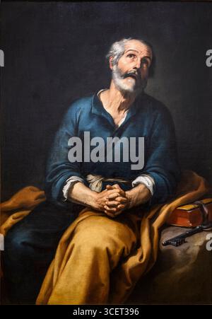 BARTOLOME ESTEBAN MURILLO 1617-1682. San Pedro en Lagrimas, Saint Pierre en larmes 1650/55 huile sur toile Banque D'Images