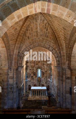 Collégiale de San Salvador de Cantamuda dans la municipalité de la Pernía dans les montagnes de Palencia. Province de Palencia, Castille-et-Léon, Spa Banque D'Images