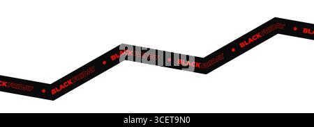 Ruban Black Friday avec texte rouge gras et points rouges sur ruban zigzag angulaire. Graphique frappant pour les ventes e-commerce urgentes et les campagnes promotionnelles audacieuses Illustration de Vecteur