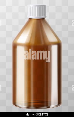 Bouteille médicale marron. Flacon en verre ambré. Illustration vierge de récipient pharmaceutique de pot de sirop pour vitamine liquide ou médicament. Essential Packaging te Illustration de Vecteur