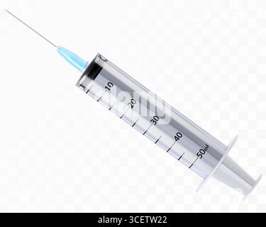 Icône médicale de seringue isolée sur fond blanc, équipement d'injection hospitalier. Signe de vaccin, traitement de santé de pharmacie, outil en plastique avec aiguille Illustration de Vecteur