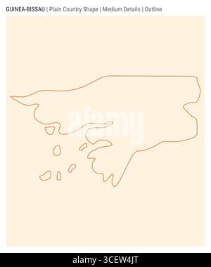 Carte du pays de la plaine de Guinée-Bissau. Détails moyens. Style de contour. Forme de la Guinée-Bissau. Illustration vectorielle. Illustration de Vecteur