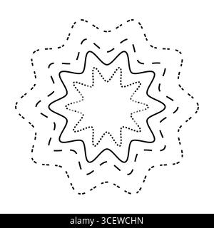 Symbole étoile en pointillés. Forme à huit pointes. Illustration d'ornement concentrique. Conception Vector Splash. Illustration de Vecteur
