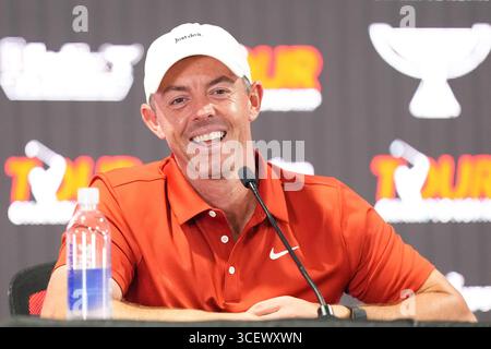 Atlanta, Géorgie, États-Unis. 19 août 2025. Rory McIlroy (NIR) s’adresse aux médias avant le championnat de TOURNÉE 2025 au East Lake Golf Club. (Crédit image : © Debby Wong/ZUMA Press Wire) USAGE ÉDITORIAL SEULEMENT ! Non destiné à UN USAGE commercial ! Banque D'Images