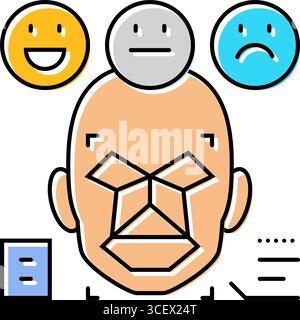 illustration vectorielle d'icône de couleur de visage d'analyse de sentiment nlp Illustration de Vecteur