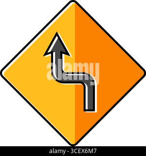 virages serrés courbes de voiture conduisant des obstacles illustration vectorielle d'icône de couleur Illustration de Vecteur