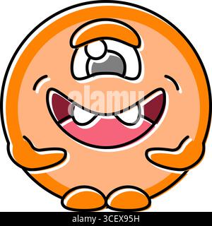 illustration vectorielle d'icône de couleur mignonne monstre de forme ronde Illustration de Vecteur