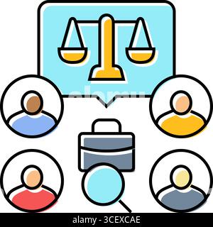 illustration vectorielle d'icône de couleur de chasse de tête d'embauche de diversité et d'inclusion Illustration de Vecteur