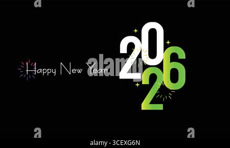 2026 Happy New Year Design pour la bannière, Poster post Design 2026 Flat New Year Gold Text Number Design illustration vectorielle. Illustration de Vecteur